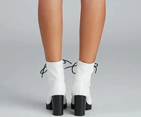 Wild Side Faux Leather Lug Boots