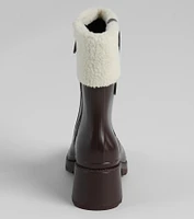 Chic Snow Bunny Faux Sherpa Rain Boots