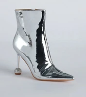 Glamorous Nights Patent Rhinestone Heel Booties