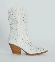Major Bling Rhinestone Faux Leather Cowboy Boots