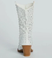 Major Bling Rhinestone Faux Leather Cowboy Boots