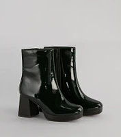 Seize The Moment Patent Block Heel Booties