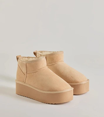 Cozy Feels Faux Sherpa Lined Platform Booties