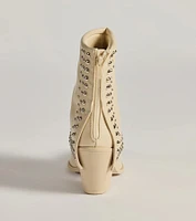 Stylishly Studded Faux Leather Fold-Over Booties