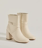 Stylish Stride Strappy Faux Leather Booties