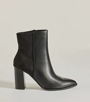 Chic Staple Faux Leather and Suede Ankle Booties