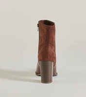 Chic Staple Faux Leather and Suede Ankle Booties