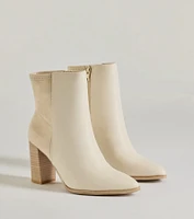 Chic Staple Faux Leather and Suede Ankle Booties