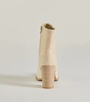 Chic Staple Faux Leather and Suede Ankle Booties
