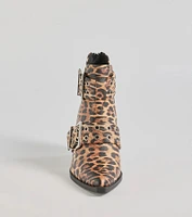 Edgy Stride Buckle Strap Ankle Booties