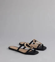 Chic And Sleek Square Strappy Flat Sandals