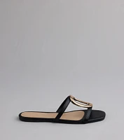Chic And Sleek Square Strappy Flat Sandals