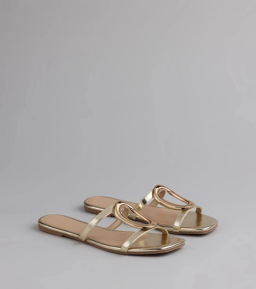 Chic And Sleek Square Strappy Flat Sandals