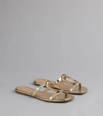 Chic And Sleek Square Strappy Flat Sandals
