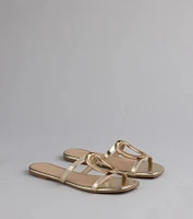 Chic And Sleek Square Strappy Flat Sandals