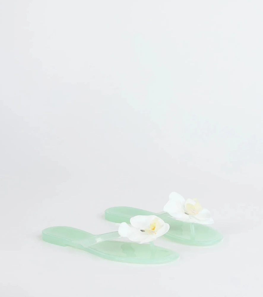 On Vacay Flower Strap Jelly Sandals