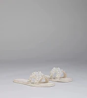 Pop Of Luxe Sparkle Faux Pearl Rhinestone Sandals