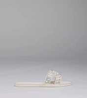 Pop Of Luxe Sparkle Faux Pearl Rhinestone Sandals