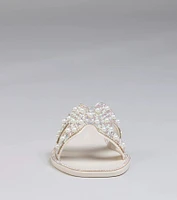 Pop Of Luxe Sparkle Faux Pearl Rhinestone Sandals