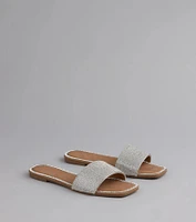Dazzle Me Rhinestone Square Toe Sandals