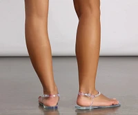 Rhinestone T-Strap Jelly Sandals
