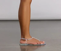 Rhinestone T-Strap Jelly Sandals