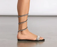 Wrapped Rhinestones Wrap Sandals