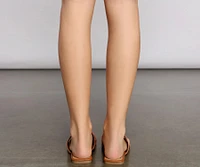 Faux Leather Double Band Slides