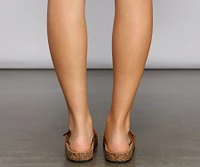 Faux Nubuck Double Buckle Sandals