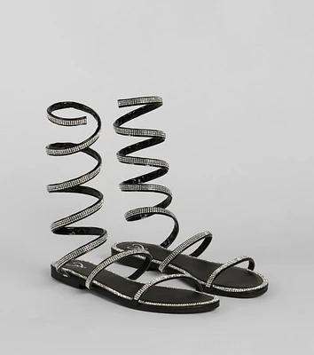 Level Up Rhinestone Spiral Sandals