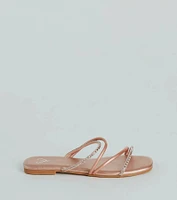 Effortless And Fab Rhinestone Strappy Flat Sandals