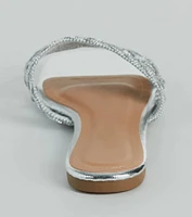 Glam Sheen Metallic Woven Faux Leather Sandals