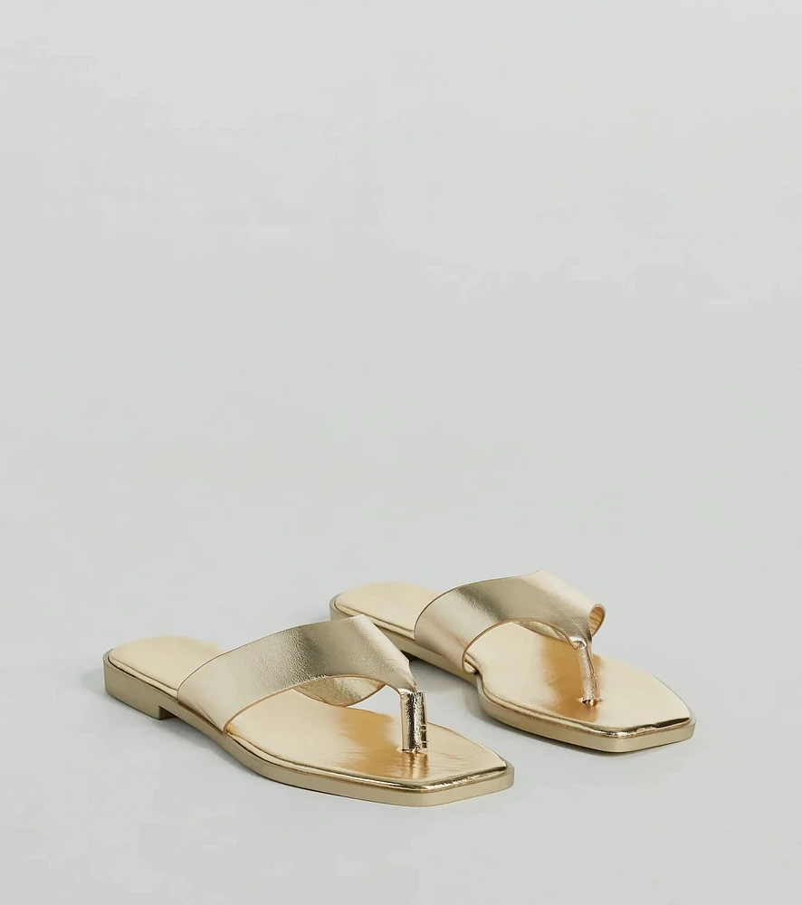 Cute Trendsetter Thong Strap Faux Leather Sandals