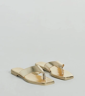 Cute Trendsetter Thong Strap Faux Leather Sandals