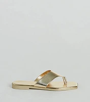 Cute Trendsetter Thong Strap Faux Leather Sandals