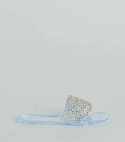 Slip Into Luxury Rhinestone Flat Jelly Sandals