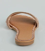 Casual Glitz Rhinestone Strap Faux Leather Sandals