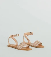 Sun-Soaked Adventure Woven Metallic Flat Sandals