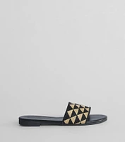 Points Of Interest Triangle Print Strap Flat Sandals