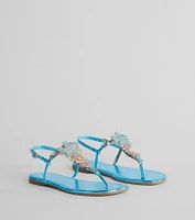 Sea Me Now Rhinestone Starfish Flat Sandals