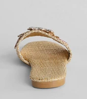 Wish On A Rhinestone Starfish Straw Flat Sandals
