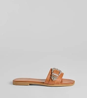 Legendary Style Western Buckle Faux Leather Sandals