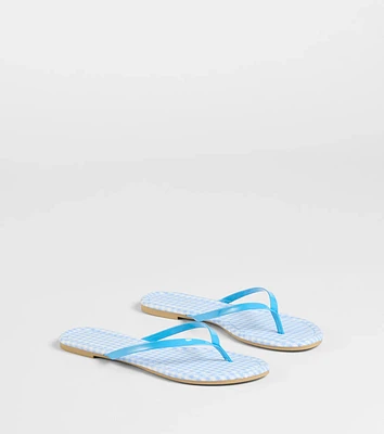 Cutie Vibe Gingham Print Thong Strap Sandals