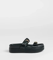 On A New Level Buckle Strappy Platform Sandals