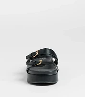 On A New Level Buckle Strappy Platform Sandals