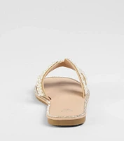 Simple Poise Faux Pearl Rhinestone Flat Sandals