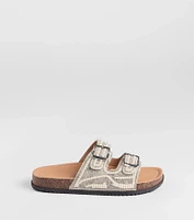 Pretty Glam Rhinestone Pearl Buckle Slide Sandals