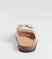 Pretty Glam Rhinestone Pearl Buckle Slide Sandals
