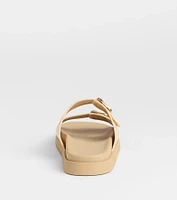 Under The Sun Straw Buckle Slide Sandals