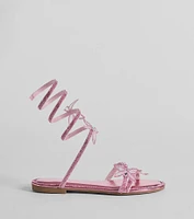 Perfectly Glam Rhinestone Butterfly Spiral Strap Sandals